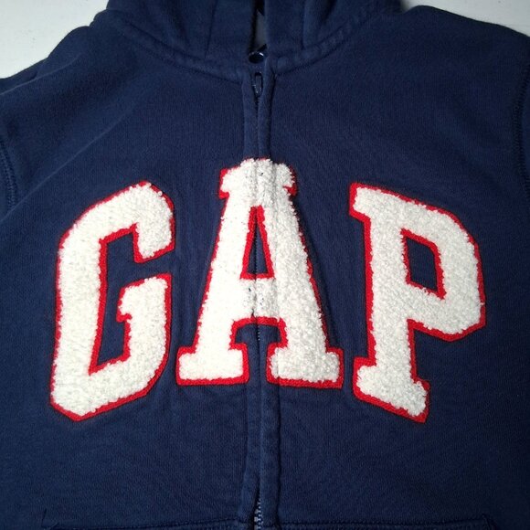 Gap Kids Hooded Sweatshirt Youth Size Medium Blue Full Zip Hoodie Chenille - Picture 2 of 10